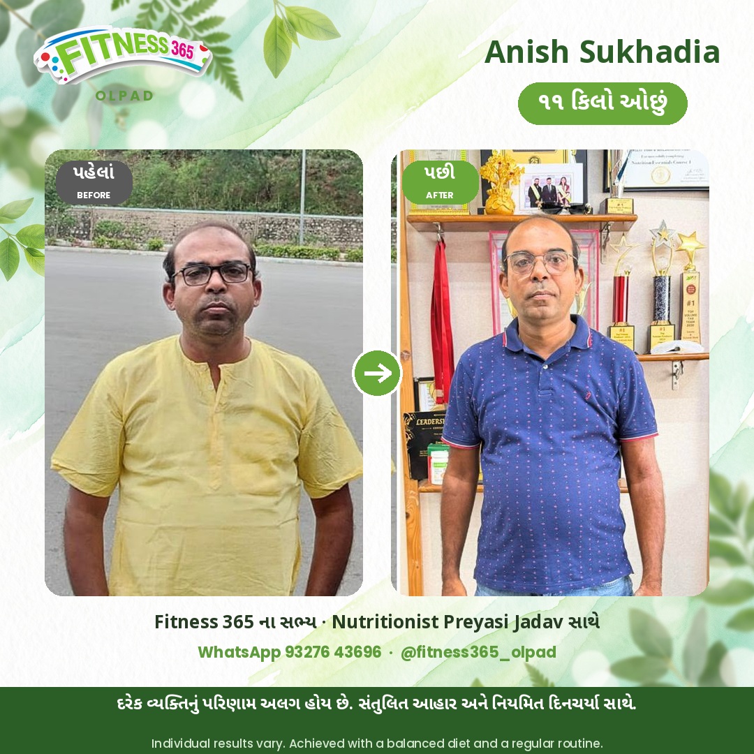 Anish Sukhadia, a Fitness 365 member, before and after