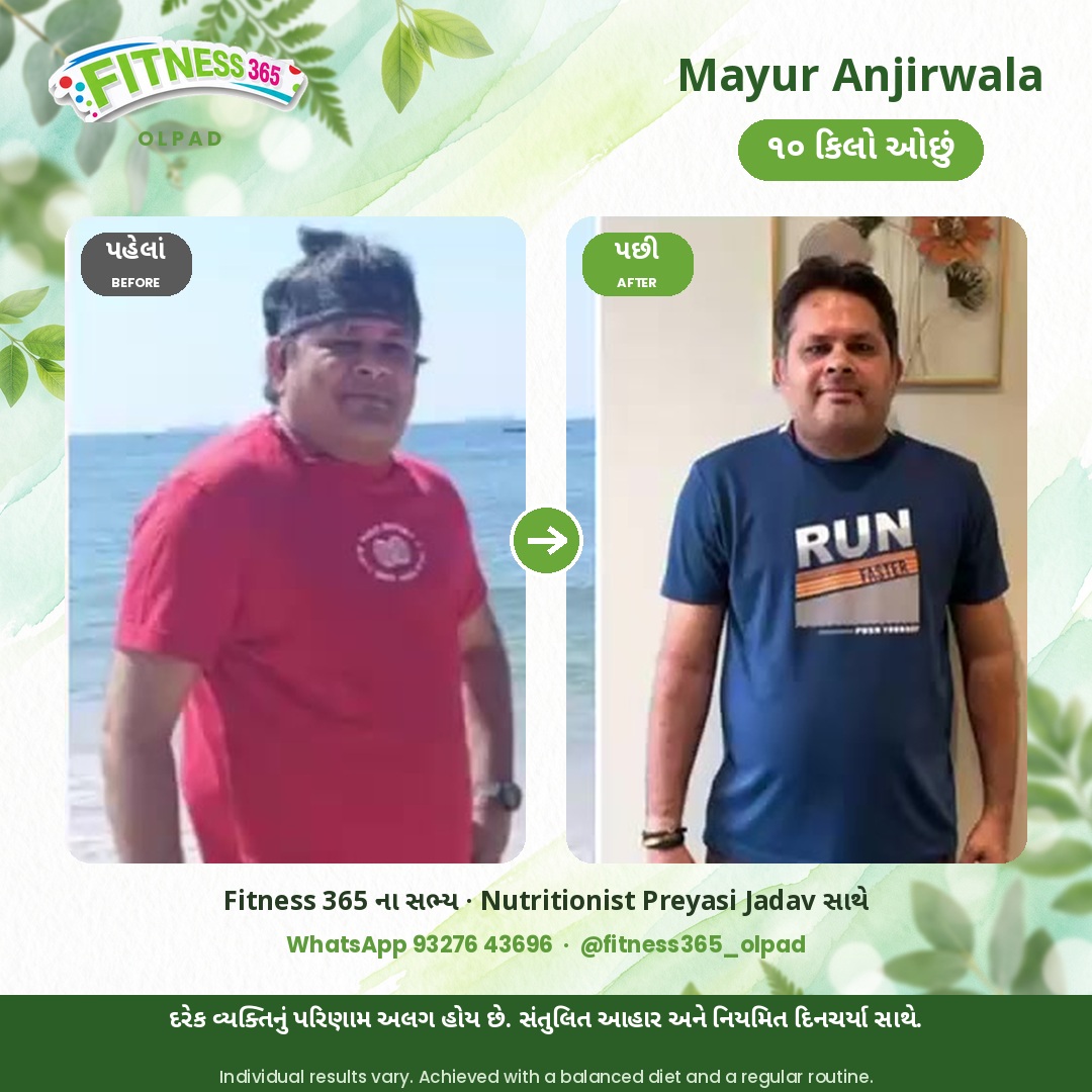 Mayur Anjirwala, a Fitness 365 member, before and after